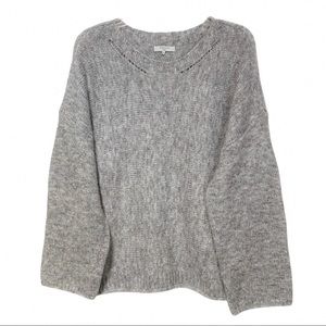 FRNCH Paris Heather Grey Cutout Neck Sweater